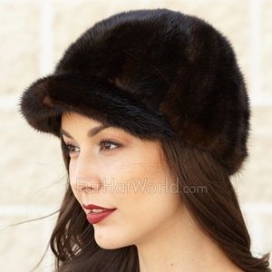 Authentic Mink hat in dark brown